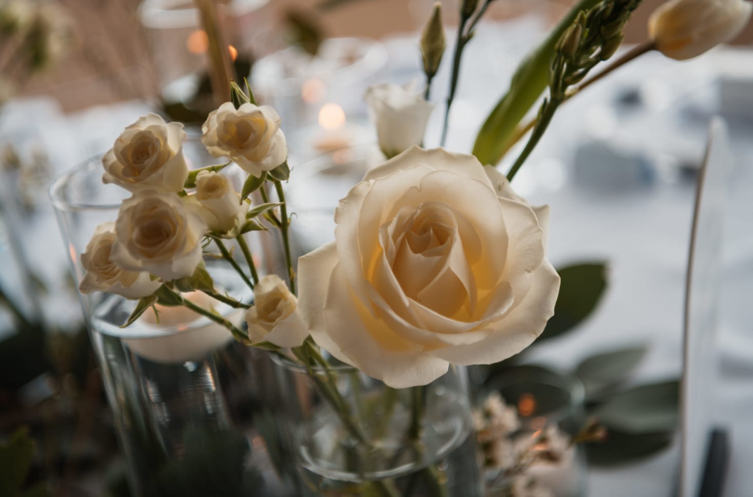 Elegant wedding venue styling, greenery and white florals. Beautiful wedding decor cheshire